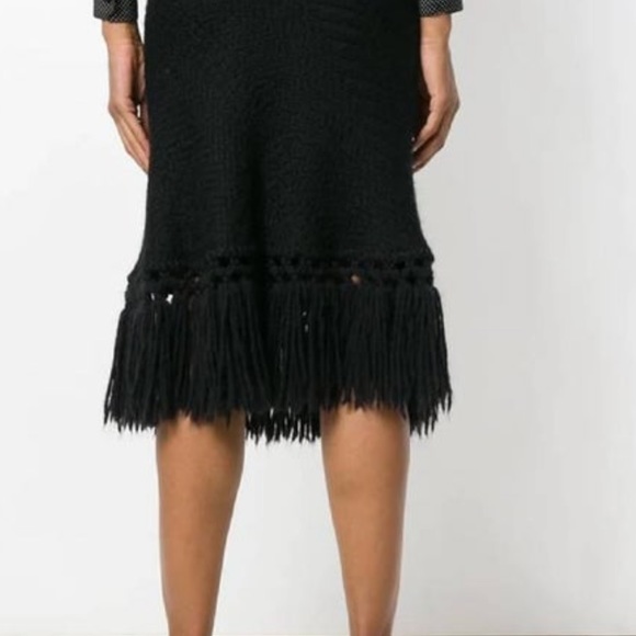 Dolce & Gabbana Black Knitted Wool Skirt with Fringes - Picture 3 of 5